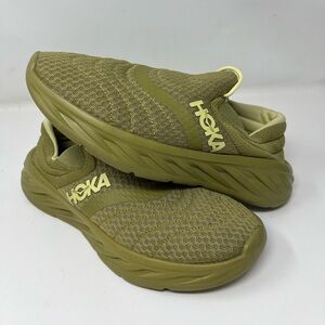 Hoka One One Ora Recovery Shoe 2 Mens Size US 8 Olive Grn Mesh Slip On Sneakers